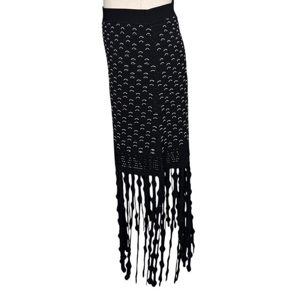 Jonathan Simkhai Filippa Lattice Fringed Skirt stretch black white size small S - Picture 6 of 10
